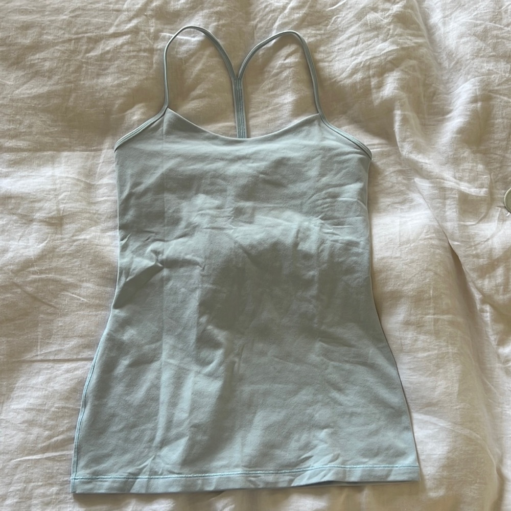 Lululemon power Y yoga top in light blue nulu